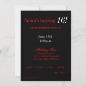 Invitation Sweet 16 Anniversaire Photo (Dos)