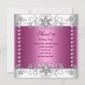 Invitation Sweet 16 Anniversaire Pink Pearl Diamant blanc (Dos)