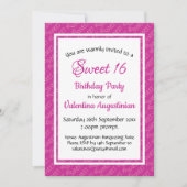Invitation SWEET 16 Anniversaire PINK personnalisé (Devant)
