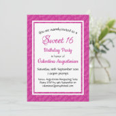 Invitation SWEET 16 Anniversaire PINK personnalisé (Debout devant)