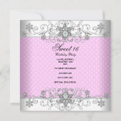 Invitation Sweet 16 Anniversaire Pois blancs roses (Dos)