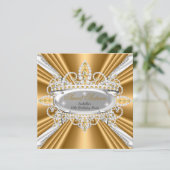 Invitation Sweet 16 Anniversaire Princess Gold Diamonds Tiara (Debout devant)