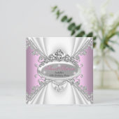 Invitation Sweet 16 Anniversaire Princesse Diamants Rose Tiar (Debout devant)