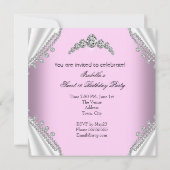 Invitation Sweet 16 Anniversaire Princesse Diamants Rose Tiar (Dos)