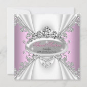 Invitation Sweet 16 Anniversaire Princesse Diamants Rose Tiar (Devant)