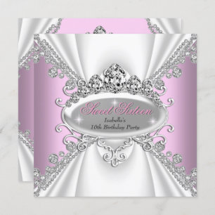 Invitation Sweet 16 Anniversaire Princesse Diamants Rose Tiar