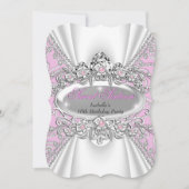 Invitation Sweet 16 Anniversaire Princesse Diamants Roses Tia (Devant)