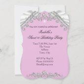 Invitation Sweet 16 Anniversaire Princesse Diamants Roses Tia (Dos)