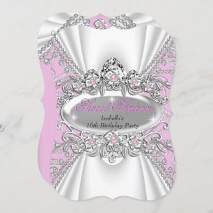 Invitation Sweet 16 Anniversaire Princesse Diamants Roses Tia