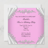 Invitation Sweet 16 Anniversaire Princesse Diamants Roses Tia (Dos)