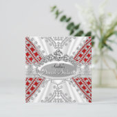 Invitation Sweet 16 Anniversaire Princesse Diamants rouges In (Debout devant)