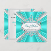 Invitation Sweet 16 Anniversaire Princesse Diamants Turquoise (Devant / Derrière)