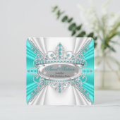 Invitation Sweet 16 Anniversaire Princesse Diamants Turquoise (Debout devant)