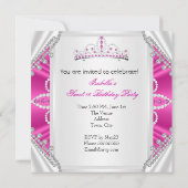 Invitation Sweet 16 Anniversaire Princesse Hot rose Diamants  (Dos)