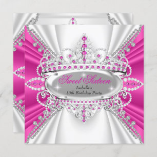 Invitation Sweet 16 Anniversaire Princesse Hot rose Diamants