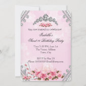 Invitation Sweet 16 Anniversaire Princesse Rose Tiara Rose Ta (Dos)