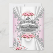 Invitation Sweet 16 Anniversaire Princesse Rose Tiara Rose Ta (Devant)