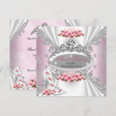 Invitation Sweet 16 Anniversaire Princesse Rose Tiara Rose Ta (Devant / Derrière)