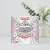 Invitation Sweet 16 Anniversaire Princesse Rose Tiara Rose Ta (Debout devant)