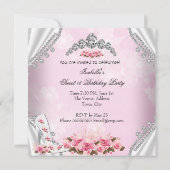 Invitation Sweet 16 Anniversaire Princesse Rose Tiara Rose Ta (Dos)