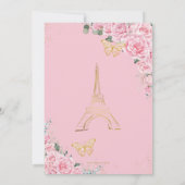 Invitation Sweet 16 Anniversaire Rose Floral Paris Eiffel Gol (Dos)