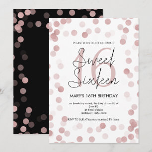 Invitation Sweet 16 Anniversaire Rose Gold Glam Parties scint
