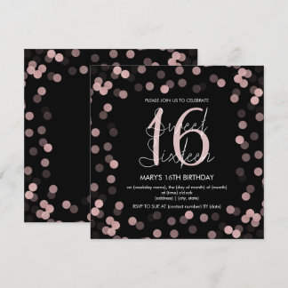 Invitation Sweet 16 Anniversaire Rose Gold Parties scintillan