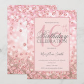 Invitation Sweet 16 Anniversaire Rose Gold Parties scintillan (Devant / Derrière)