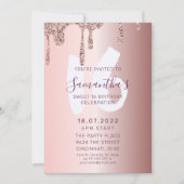 Invitation Sweet 16 Anniversaire Rose Parties scintillant or (Devant)