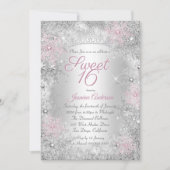 Invitation Sweet 16 Anniversaire Rose Silver Winter Wonderlan (Devant)