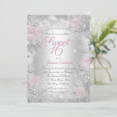 Invitation Sweet 16 Anniversaire Rose Silver Winter Wonderlan (Debout devant)