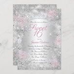 Invitation Sweet 16 Anniversaire Rose Silver Winter Wonderlan<br><div class="desc">Blush Pink Silver Sweet 16 Invitation Anniversaire. Jolie conception de flocon de neige et de tiara. Remarque : Toutes les images plates,  Ils n'ont pas de vrais bijoux!</div>