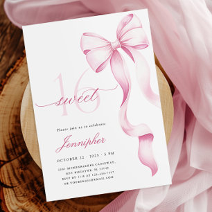 Invitation Sweet 16 Anniversaire Ruban Rose