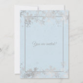 Invitation Sweet 16 Anniversaire Silver Ice Blue Foil Snowfla (Dos)