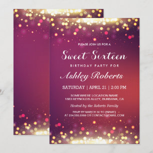 Invitation Sweet 16 Anniversaire Soeur Or Sparkles