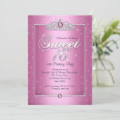 Invitation Sweet 16 Anniversaire Soirée Bonbons Rose Diamant  (Debout devant)