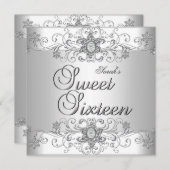 Invitation Sweet 16 Anniversaire Soirée Diamant Blanc (Devant / Derrière)