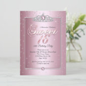 Invitation Sweet 16 Anniversaire Soirée Diamant Rose Silver T (Debout devant)