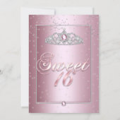 Invitation Sweet 16 Anniversaire Soirée Diamant Rose Silver T (Dos)