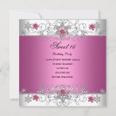 Invitation Sweet 16 Anniversaire Soirée Rose Diamant Blanc (Dos)