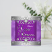 Invitation Sweet 16 Anniversaire Soirée violet Diamant d'Arge (Debout devant)