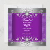 Invitation Sweet 16 Anniversaire Soirée violet Diamant d'Arge (Dos)