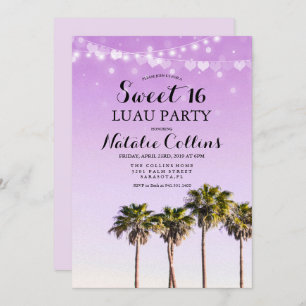 Invitation Sweet 16 Anniversaire Tropical Palm Tree Invitatio