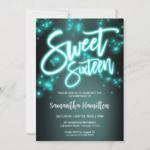 Sweet 16 Anniversaire Turquoise Neon Glow Dark Par