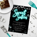 Invitation Sweet 16 Anniversaire Turquoise Neon Glow Dark Par<br><div class="desc">Célébrez votre journée spéciale avec style grâce à nos 16 modèles Sweet! Notre design d'inspiration néon est sûr de faire une déclaration avec ses tons rose et noir. C'est la façon parfaite de faire savoir à tout le monde que vous avez 16 ans !</div>