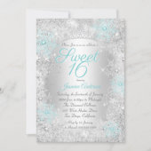 Invitation Sweet 16 Anniversaire Turquoise Silver Winter Wond (Devant)