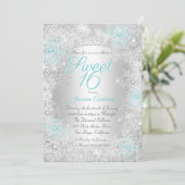 Invitation Sweet 16 Anniversaire Turquoise Silver Winter Wond (Debout devant)