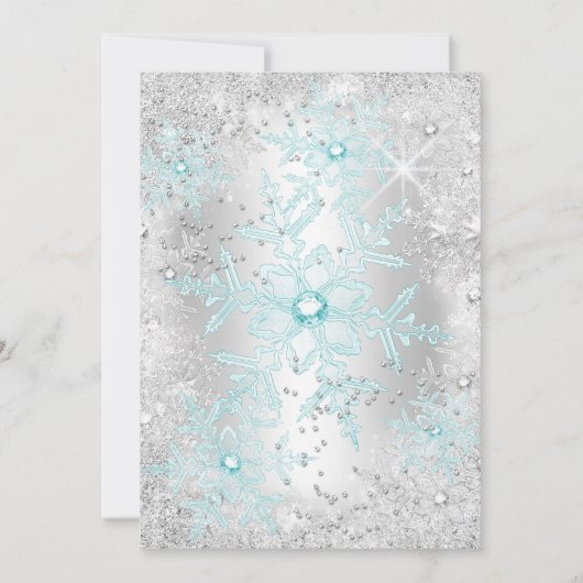 Invitation Sweet 16 Anniversaire Turquoise Silver Winter Wond (Dos)