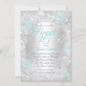 Invitation Sweet 16 Anniversaire Turquoise Silver Winter Wond (Devant)