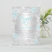 Invitation Sweet 16 Anniversaire Turquoise Silver Winter Wond (Debout devant)